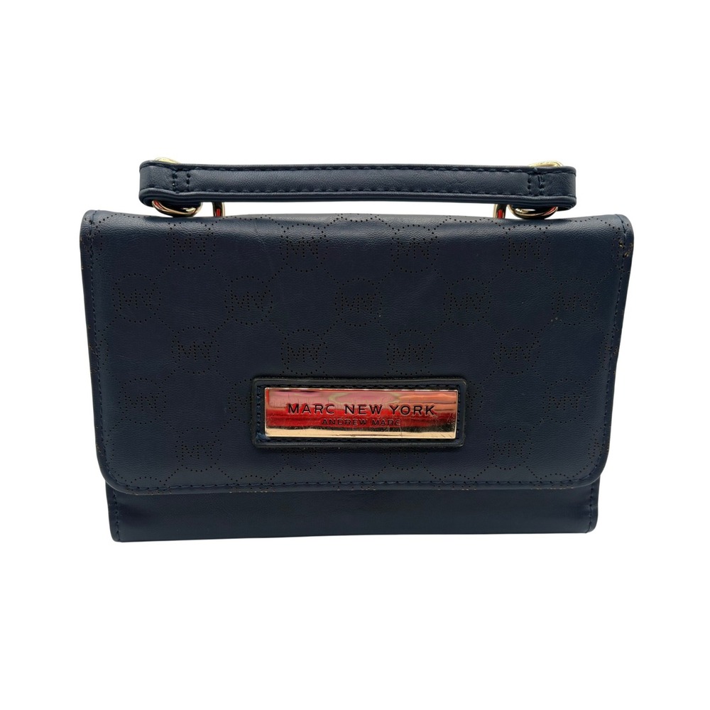 Marc New York Wallet Womens OS Navy Blue Good Perforated Logo Top Handle